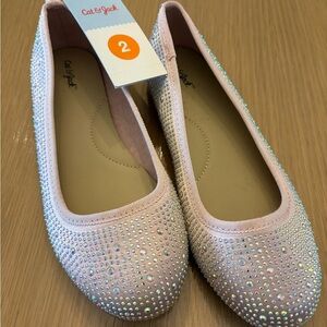 NWT girls Cat & Jack Glittery Pink Flats